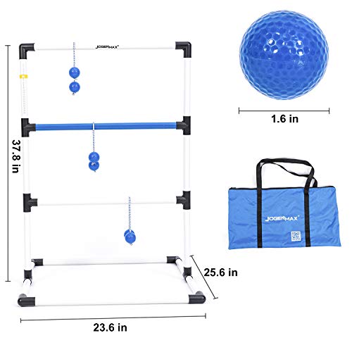JOGENMAX Ladder Toss Indoor/Outdoor Lawn Game Set with 6 Bolo Balls, Portable Carrying Bag and Score Trackers, Great for Kids, Adults, Family Size 38x24 Inch - Thumbnail 4