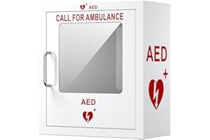 JPHYLL AED Cabinet with Industial-Grade Steel Metal Plate See-Through Window Wall-Mounted Aed Cabinet Fits All Brands of AED Defibrillators, | Rust-Proof | Corrosion-Proof | 14.2 x 7.1 x 15.7 Inches