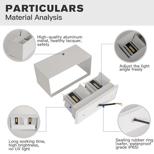 2 x 25 W LED Outdoor / Indoor Wall Light IP65 Waterproof Modern Aluminium White 4000 K Natural White Outdoor Wall Light Adjustable Light Angle