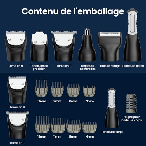 Maxgroom 6-in-1 Men's Electric Beard Trimmer with Organised Storage Base, Dual Charging Mode (Base & USB-C), Removable Magnetic Head, IPX6 Dry/Wet, Battery Life 120 Mins (Black)