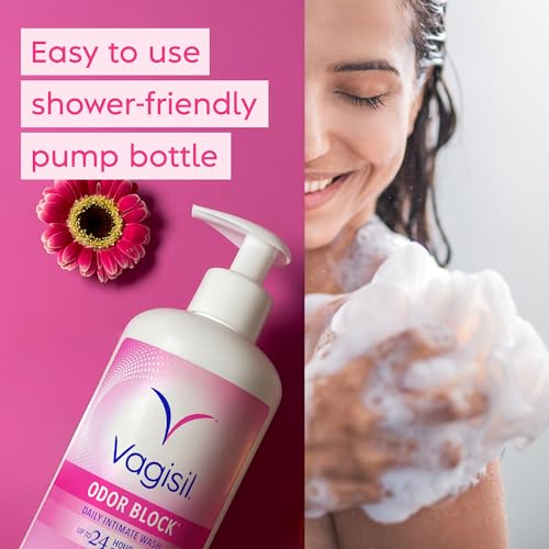 VAGISIL FEMININE WASH FOR INTIMATE AREA HYGIENE, ODOR BLOCK, GYNECOLOGIST TESTED, HYPOALLERGENIC, 16.9 OZ WITH PUMP