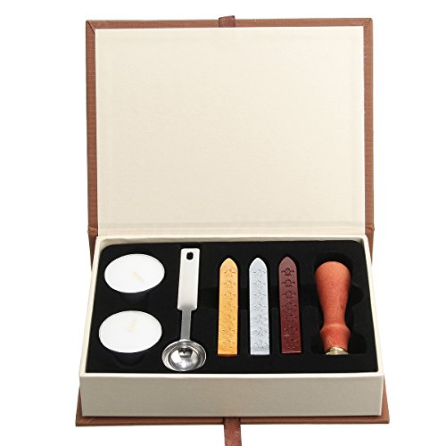 Seal Wax Kit,PUQU Vintage Initial Letters A-Z Alphabet Wax Badge Seal Stamp Kit Wax Set Tool Gift(K)