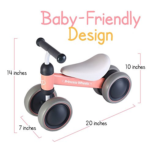 Ashtonbee Baby Balance Bike - Indoor Outdoor Pink Bicycle for Children Ages 10-24 Months - Thumbnail 2