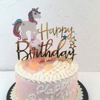 SHUGUAN Rainbow And Unicorn Cake Toppers Unicorn Happy Birthday Cake Topper, Colorful Acrylic Cake Decoration For Kids Girls Birthday Baby Shower Party