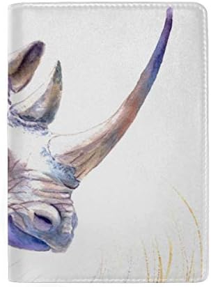 KOiomho Passport Cover For Kids Rhinoceros Grazing On The Grassland Stylish Pu Leather Travel Accessories Passport Duvet Cover For Women Men 3.94 x 5.51 inch
