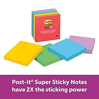 Post-it Super Sticky Notes, 2x Sticking Power, 3 in x 3 in, Marrakesh Collection, 5 Pads/Pack (654-5SSAN)