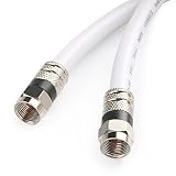 Postta Digital Coaxial Cable(15 Feet) Quad Shielded White RG6 Cable with F-Male Connectors
