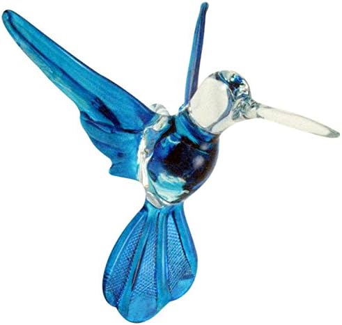 Crystal Castle Glass Hanging Hummingbird Figurine Solid Color Long Wings (Turquoise)