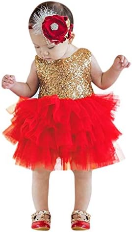 Godathe Baby Girls Kids Sleeveless Sequin Bowknot Layer Tutu Wedding Party Princess Dress