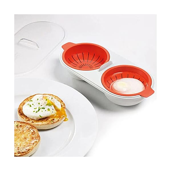 Draining Egg Boiler, Eggs Poacher Cup Microwaveable, Double Cup Egg Cooker Egg Steamer Kitchen Gadget, Microwave Food…