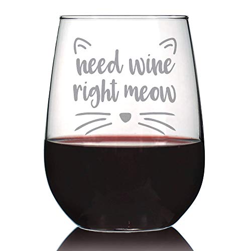 Cute Funny Cat Stemless Wine Glass 