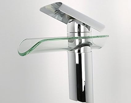 Cristal Baño grifo grifo de la cascada lavabo grifo: Amazon.es: Hogar