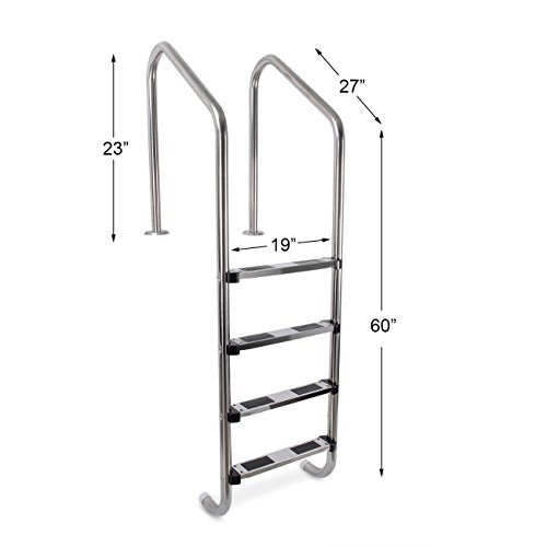 image for ARKSEN Deluxe 4-Step Pool Ladder Swimming Pool w/Non Skid Steps in-Gro