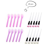 Teenitor 10 Pcs Facial Mask Brush and 10 Pcs Facial Face Mask Brush Spoon Stick Combo, Fashion Homemade Makeup Beauty DIY Tool Sets
