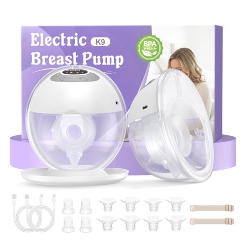 Haokoo 2 Pieces Electric Breastpump Wearable Handsfree All in One | Portable, for Daily and Work Use, Flanges 0.669/0.748/0.827/0.945/27mm, 4 Modes 12 Levels, BPA Free, 7-8 Uses Per Charge