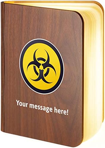 Medium Personalised Wooden Folding Magnetic LED Book Lamp Featuring Biohazard Emoji