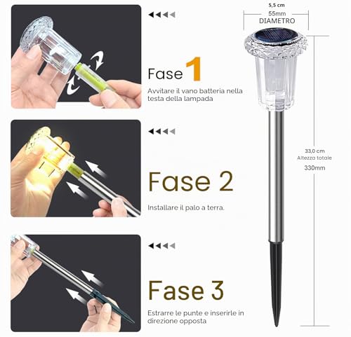 Aourow 6 Pieces Outdoor Garden Solar Lights Warm Light Garden Lamps Waterproof LED Solar Lamps for Garden, Balcony, Patio, Lawn, Paths, Yard