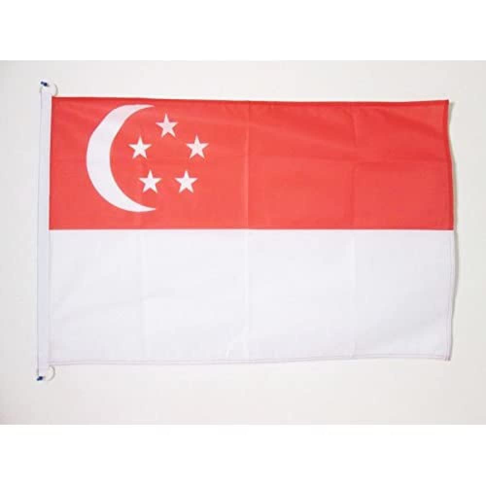 AZ FLAG - Singapore Nautical Flag - 18'' x 12'' - For Outdoor and Boat - Singaporean Banner Knitted Polyester with Two Plastic Rings - Vivid Colors - 12x18 in - 45x30 Cm