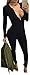 Women Sexy Long Sleeve V Neck Zipper Front Bodycon Slim Long Pants Jumpsuit Romper