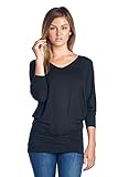 Batwing Dolman Blouse by Eliechi | Elegant ¾ Sleeve V-Neck Top | Premium Quality