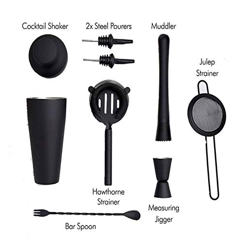 Peng sounded Cocktail Bartending Set Cocktail-Set, Cocktailherstellung Set, Pariser Matt Schwarz 11 Stück Edelstahl… – Bild 3