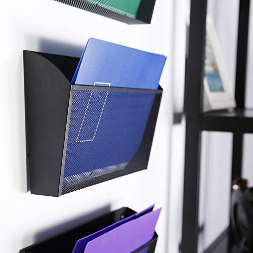 DESIGNA Mesh Wall Mounted File Holder Letter Pocket Organizer Black, 3 Packs