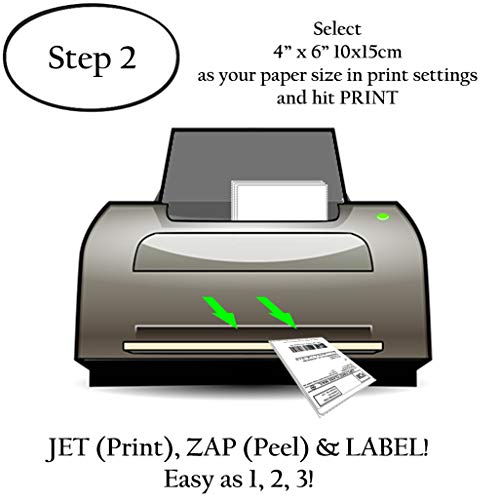 JETZAP Laser/Ink Jet Printer Pre-Cut White Shipping Labels 4" x 6" [15x10cm] Load-Ready [Not in Sheets] Adhesive Sticker Matte Smudge-Free Jam-Free All Printer Compatible Labels - 100 Pack - Thumbnail 2