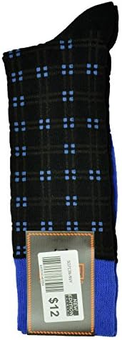 Steven Land Men's Checkered Pattern Dress Socks SO713 Cotton Blend (Navy)
