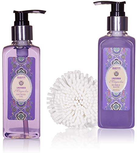 BRUBAKER Cosmetics Home Spa Gift Basket - Lavender & Magnolia Scent - 7 Pcs Luxury Bath & Body Gift Set for Women and Men 3 BRUBAKER Cosmetics Home Spa Gift Basket - Lavender & Magnolia Scent - 7 Pcs Luxury Bath & Body Gift Set for Women and Men