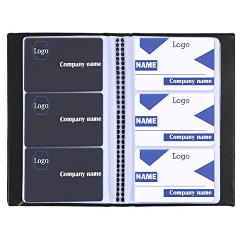 Neworkg 2 Pack Business Card Book Holder, Hold 600 Cards, Black Professional Office Journal Name Card Holders, Business Large Capacity Credit Card Organizer