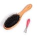 Hair Brush OSORD Boar Bristle Hair Brushes Natural Wooden Cushion Massage Anti Static Hair Brushes for Women Men and Kid Wood Comb and Hair Brush Cleaner Included