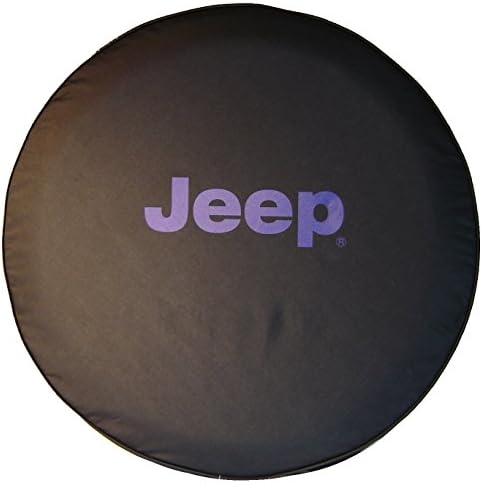 SpareCover BR-j-35-purple Brawny Series Black Denim 35" Tire Cover with Purple Jeep Logo Design