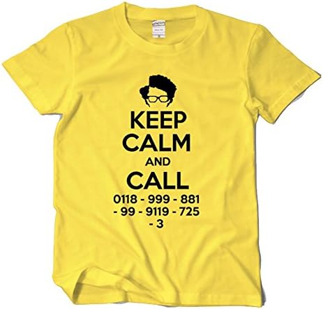 The IT Crowd Moss Shirts for Adult Keep Calm and Call T-Shirt (US L = Lable XL, Yellow)