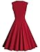 MUXXN Women's V Neck Knee Length A Line Rockbailly Party Dress(M Burgundy)