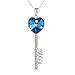 PLATO H Silver Heart Key Necklace Heart Lock Pendant Neckalce 925 Sterling Silver Key to My Heart Pendant Necklace, Love Heart Key Pendant Neckalce