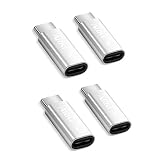 USB-C Adapter - ARKTEK i OS Lighting Cable (Female) to USB Type C (Male) - Charging Adapter with 56K Resistor, Compatible for Galaxy S20 Note 10 Pixel 4 and More, Sivler Aluminum (Pack of 4)