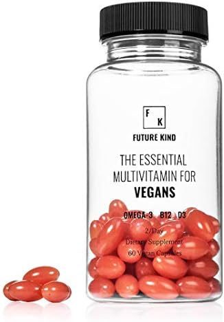 FUTURE KIND | 10x Potency Vegan Multivitamin | 1 Month Supplement Supply | Combines The Best Vitamins Vegans Need - B12 Methylcobalamin Tablets, Omega 3 Fatty Acids, Vitamin D (D3) | Made in The USA