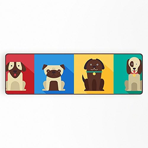 Orange Design Cartoon Dogs Animals Doormat for Kids Entrance Mat Floor Rug Indoor Outdoor Front Door Bathroom Living Mats Carpet Non Slip Cute Animal (15.7X63, Sitting Dogs)