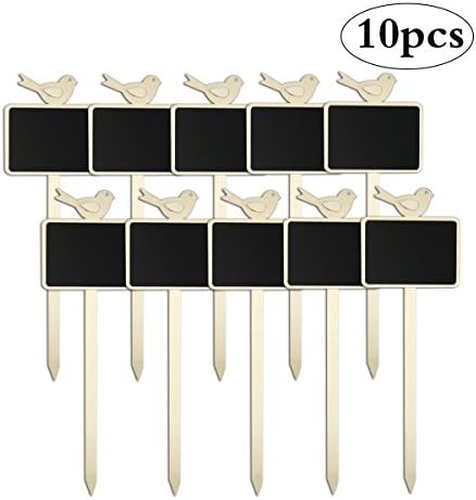 Mini Wood Chalk Board Plant Tag on Stake Mini Chalkboard Stakes Blackboard Mini Wood Sign for Garden Ornament Flower Pots Bonsai, 10-Pack(Total Length 11inch)