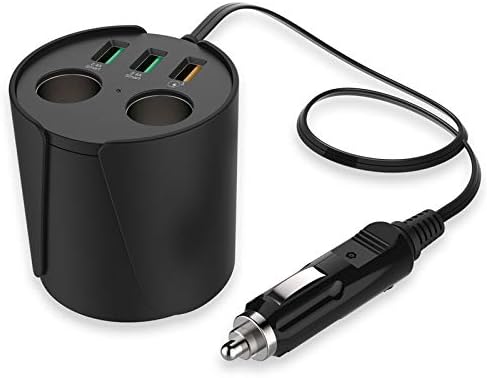 Capris 12 V/24 V Multi Function Car Power Adapter with Quick Charge 3-USB Ports and 2-Socket Cigarette Lighter Splitter