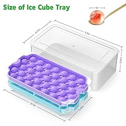 Upgrade Round Ice Cube Tray with Lid & Bin, TINANA
