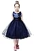 YMING Girls Flower Flower Sequin Princess Tutu Tulle Birthday Party Dress 6-7 Years Navy Blue