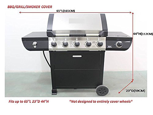 i COVER Grill Cover- 65 Inch Heavy Duty Water Proof Patio Outdoor Black BBQ Barbecue Smoker/Grill Cover G11603-1 for Weber Char-broil Brinkmann Holland JennAir and More. - Thumbnail 2