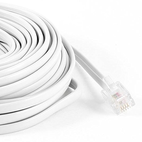 30 Feet White Telephone Extension Cord Cable Line Wire