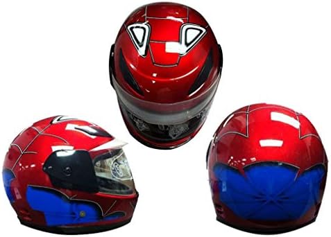 Kids Full Face Helmet Spider Man Boy Motorcycle ATV Dirt Bike Bicycle (RED SPIDER)