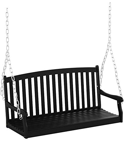 Coral Coast Coral Coast Pleasant Bay Curved Back Painted Porch Swing, Black, Painted Wood, 4 ft.