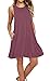 AUSELILY Women's Solid Plain Summer Sleeveless Swing Sundresses Tank Dress Mauve