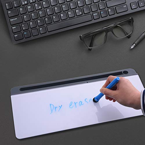 SUNGIFT Desktop Whiteboard, Computer Keyboard Stand Pad, Small Glass Desktop Organizer Board