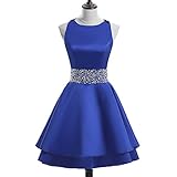 MEILISAY Meilishuo Womens Crew Beading Prom Dresses Short Sequiuned Homecoming Dresses for Teens Mini Cocktail Dresses
