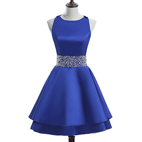 Meilishuo Womens Crew Beading Prom Dresses Short Sequiuned Homecoming Dresses for Teens Mini Cocktail Dresses